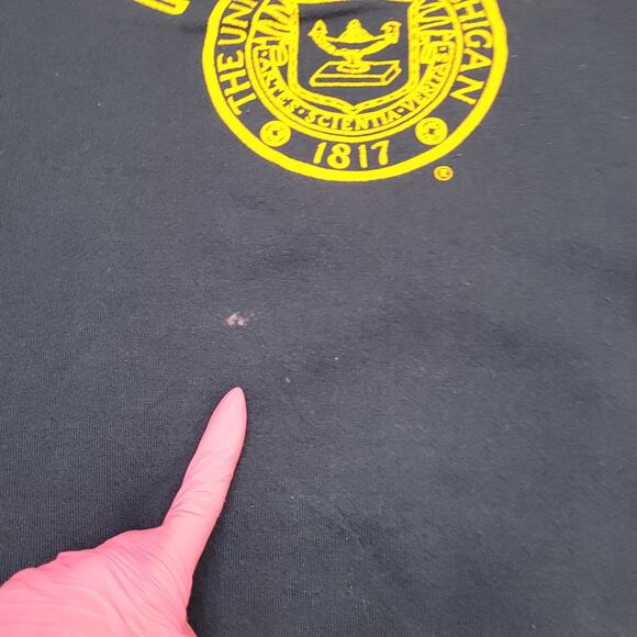 Vintage University-of Michigan Sweatshirt L/XL 23x25 Blue - Picture 5 of 13